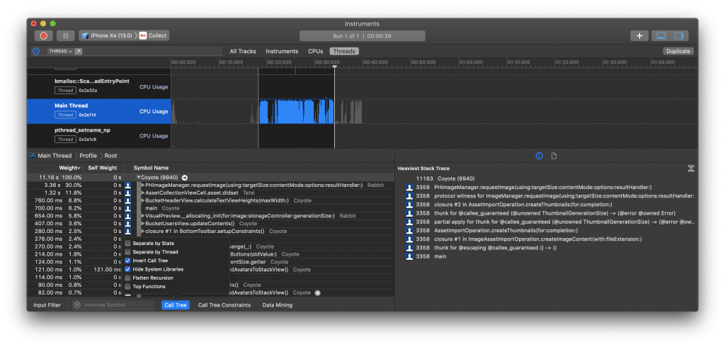 Time Profile input filters to narrow down the results