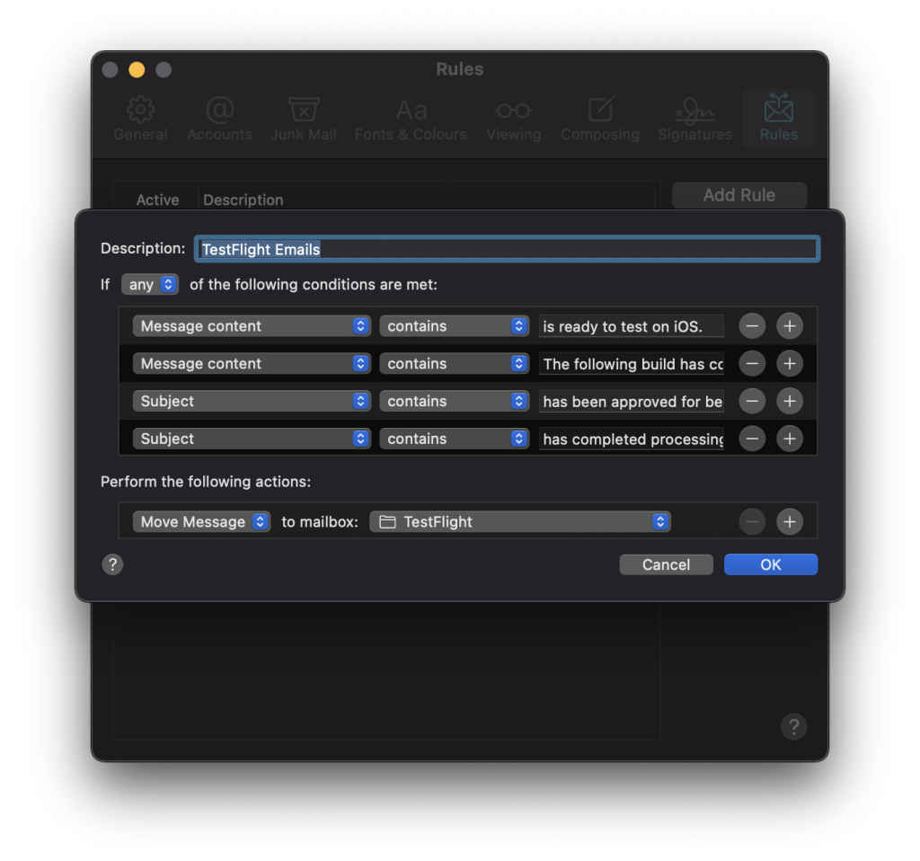Applying mail filters makes me delete less emails manually every morning.
