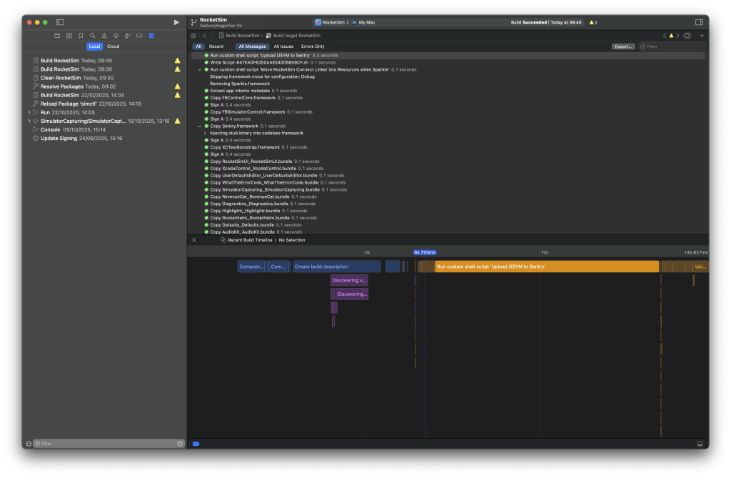 The build navigator assistant shows that the incremental build spends a lot of time on a build script.