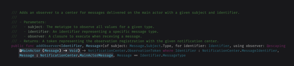 The observer closure will be called on the main actor due to the MainActorMessage protocol.