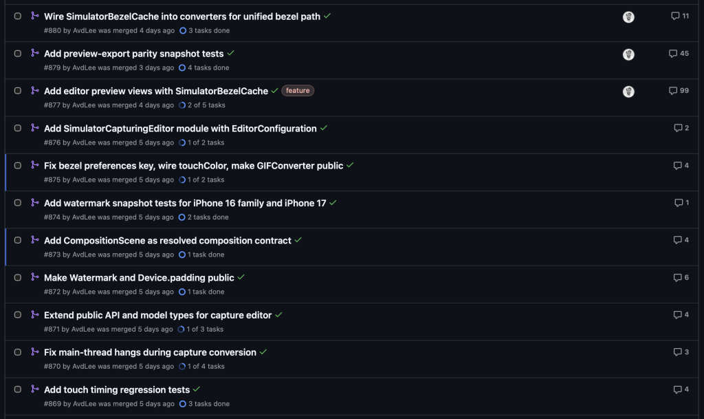 An overview of smaller PRs that were merged directly into the main branch.