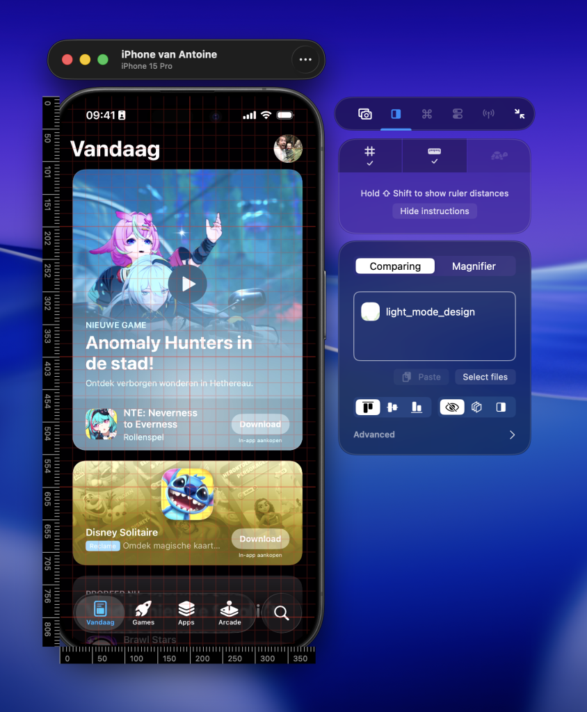 You can also compare designs on top of a streaming physical device.