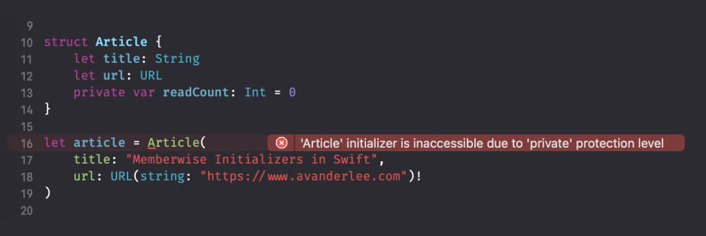 Memberwise initializers before Swift 6.4 could result in an error: "initializer is inaccessible due to 'private' protection level"
