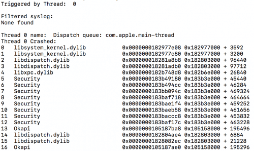 A crashlog to symbolicate