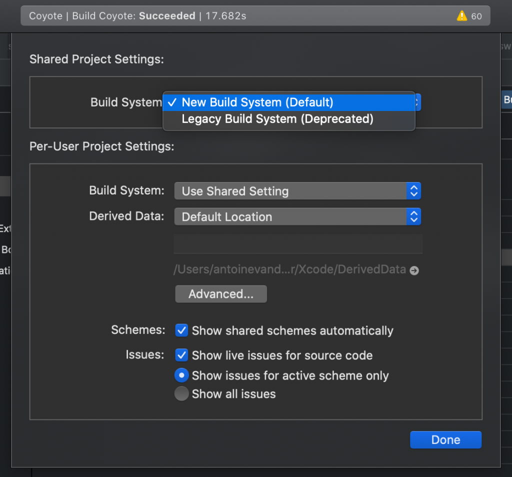Make use of the New Build System in Xcode.