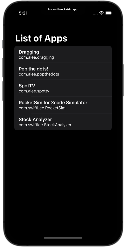 An example SwiftUI app listing apps using the App Store Connect API.