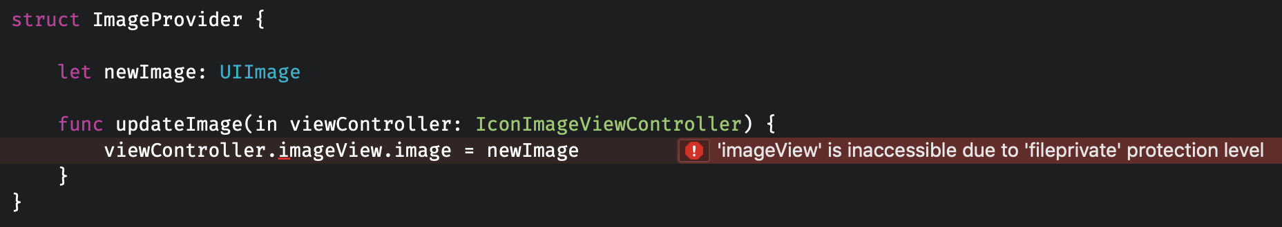 Inaccessible image view due to fileprivate