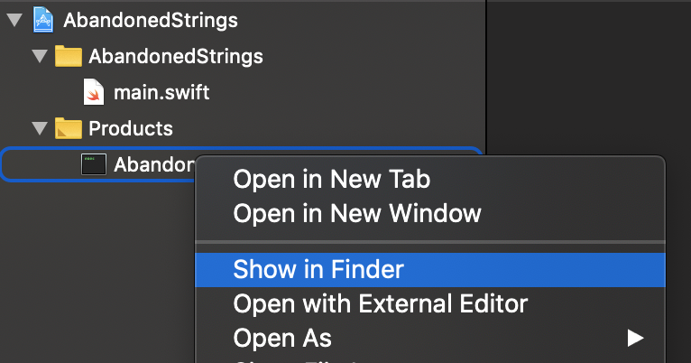 Show the containing folder in Finder