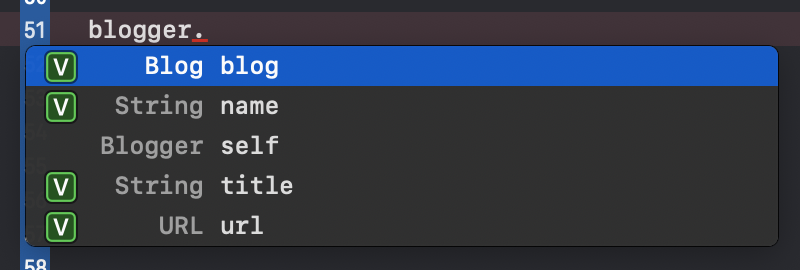 Autocompletion on a type supported dynamic member lookup.