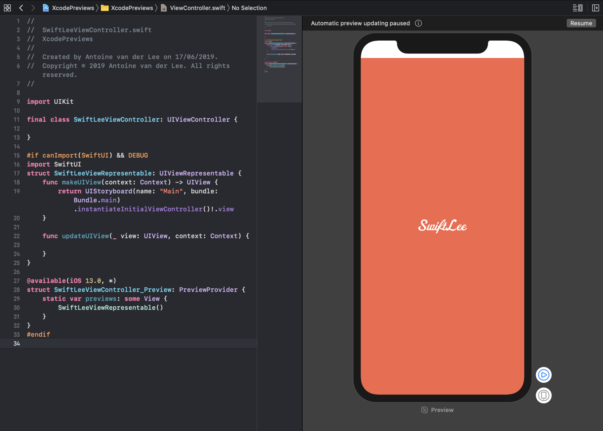 Using Xcode Previews with existing UIKit views without using SwiftUI ...