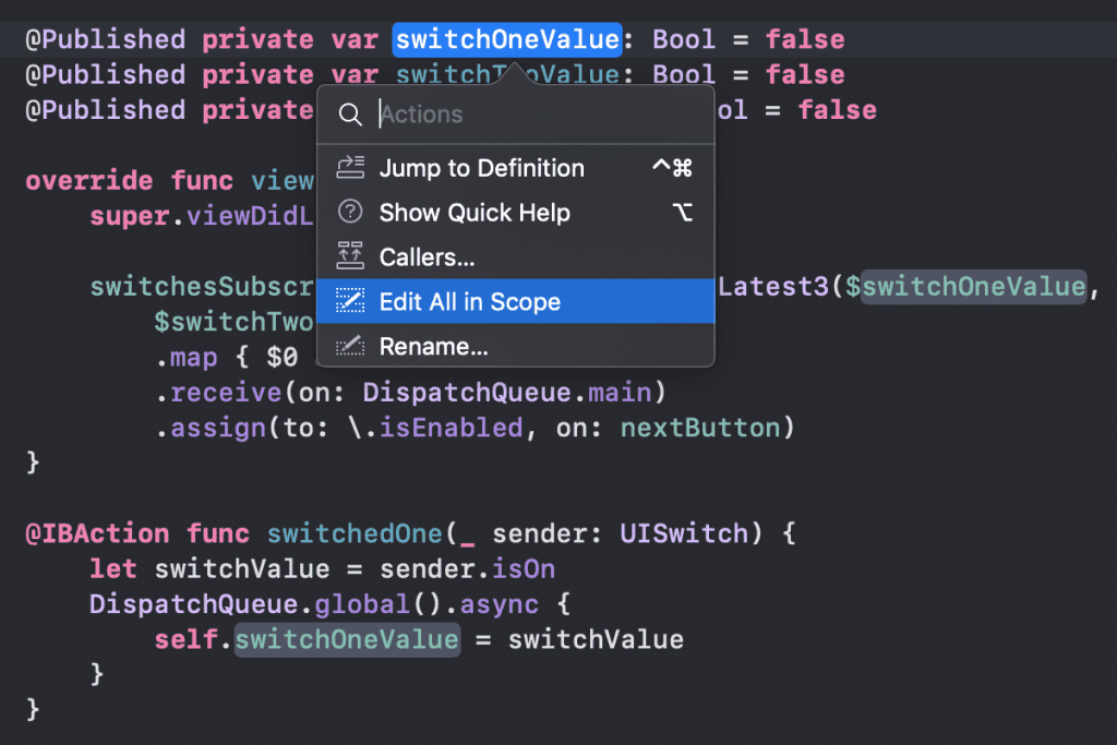 The Xcode Edit all in scope refactoring method