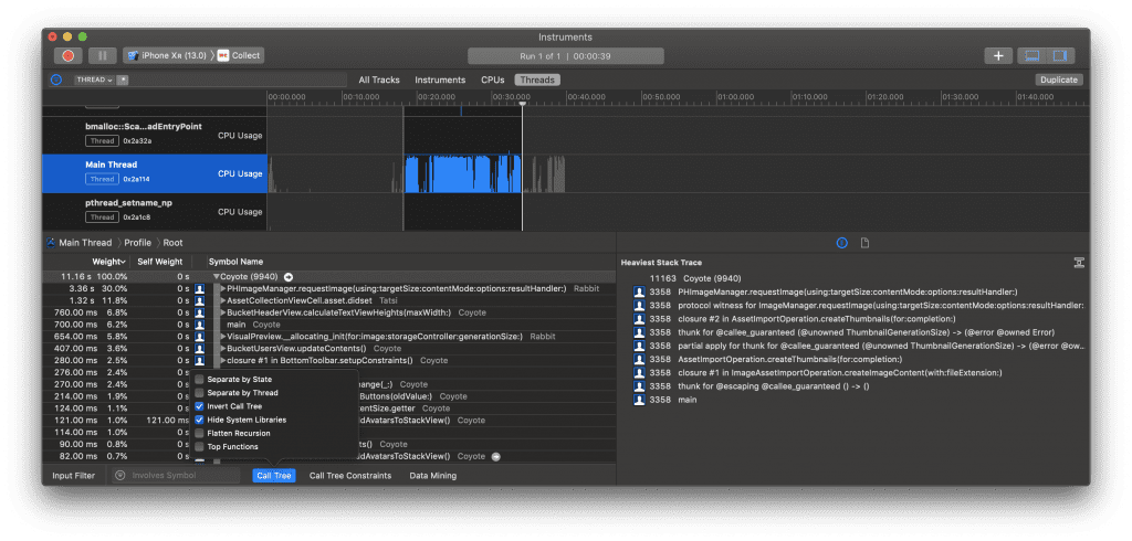 Time Profile input filters to narrow down the results