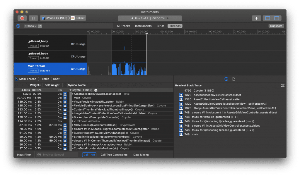 Validating results in the time profiler