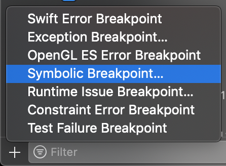 Adding a symbolic breakpoint