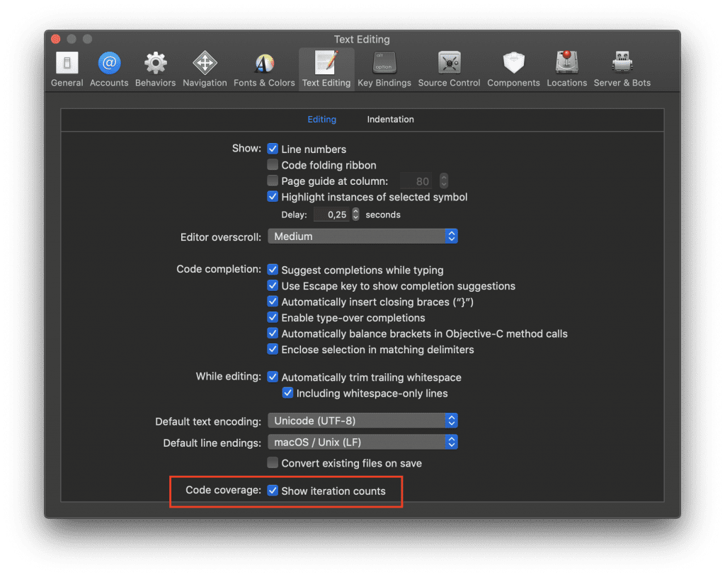 Show the test coverage iteration count