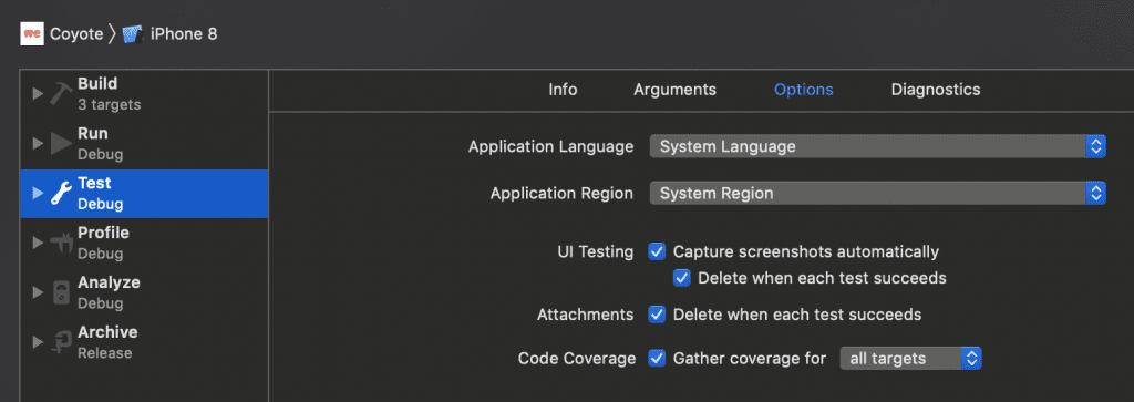 Unit tests code coverage