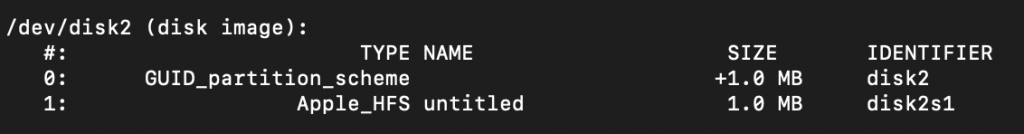 Listing the disks in the terminal for detaching