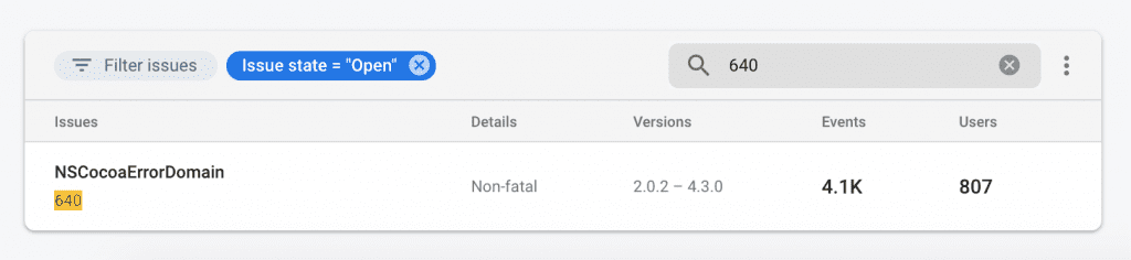 The No space left on device error logged in Firebase