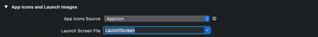 The Launch Screen storyboard configuration in Xcode