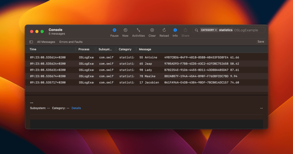 You can explore OSLog entries inside the Console app.