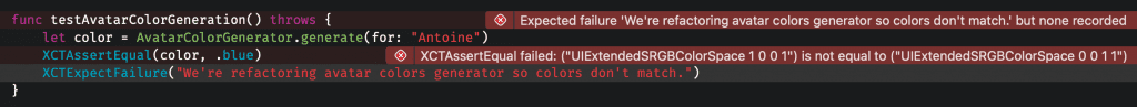 The expected failure is configured after the actual failure occurred and doesn't work.