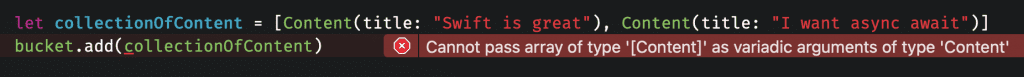 Variadic Parameters won't accept arrays as of today.