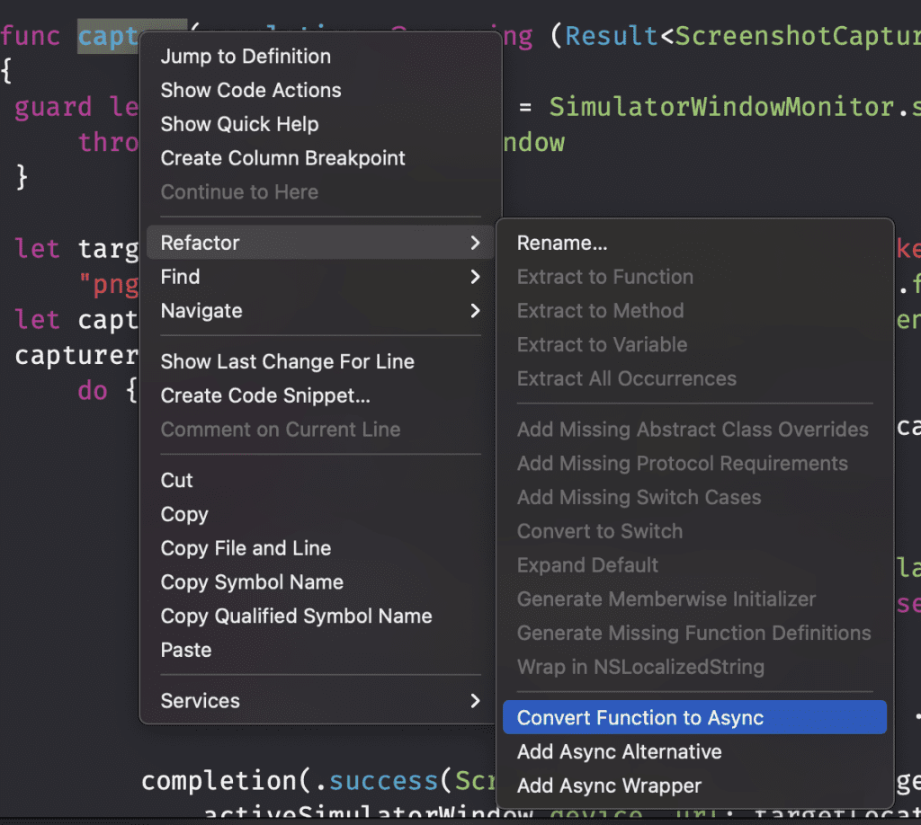 Refactor existing closure based methods into async supported methods.