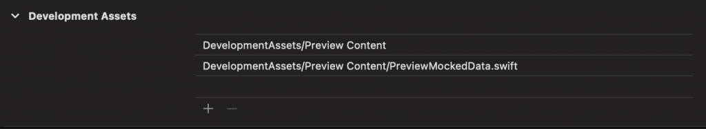 Development Assets in Xcode allow you to provide test data to use during development.