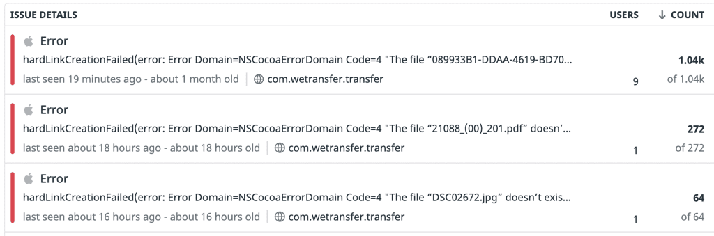 Reflection in Swift helped us to group these errors by removing the associated value from the error message.