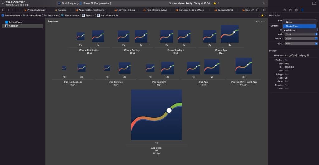Select single size from within the Attributes Inspector to no longer depend on App Icon Generators.