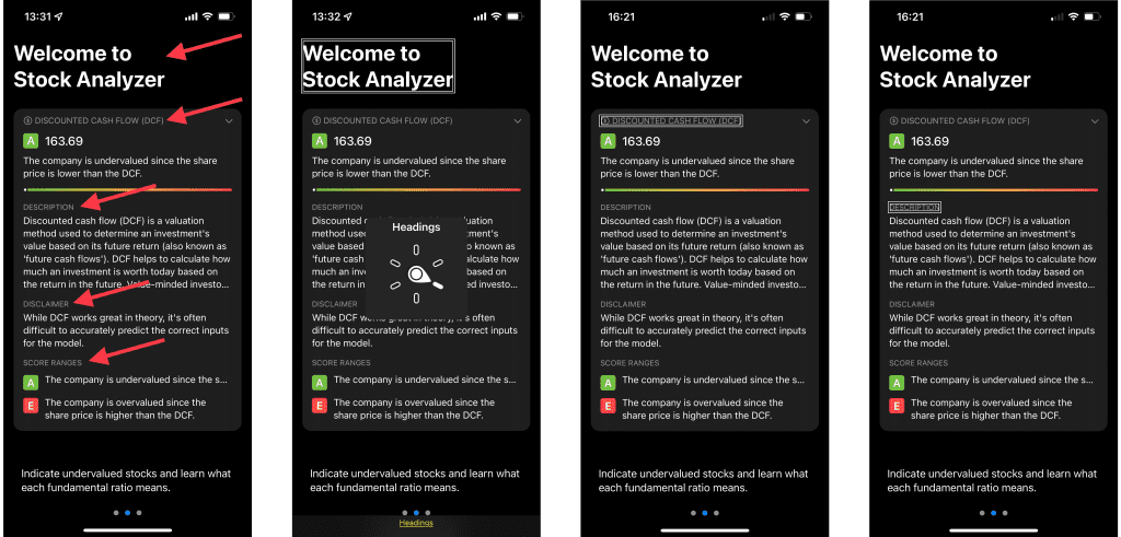 You can navigate using VoiceOver with several headers in your app's views.