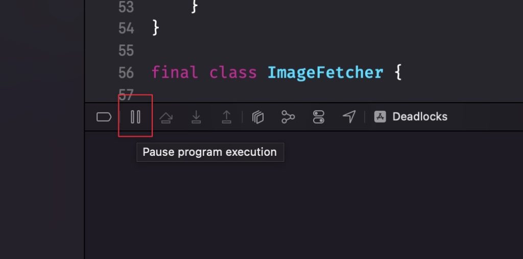 Pause program execution to explore running threads for deadlocks.