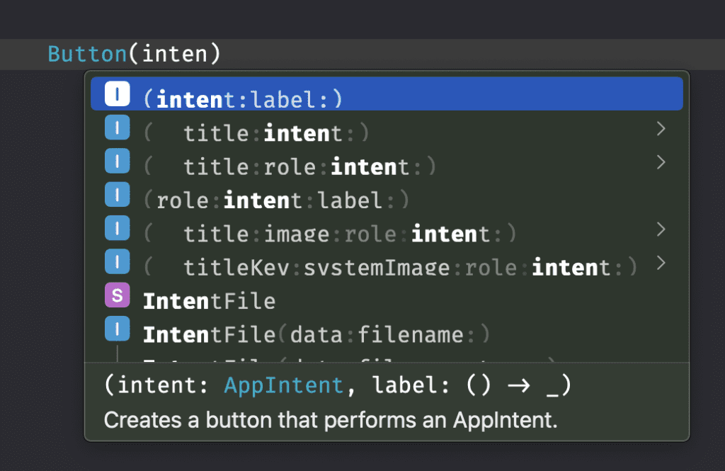 You can configure an app intent as the button's action.