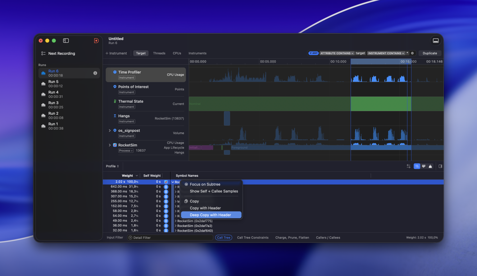 Xcode Instruments Time Profiler: Improve performance with AI
